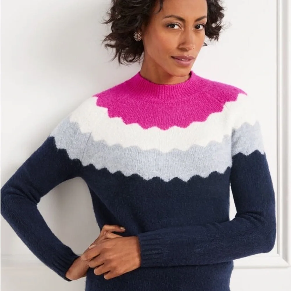 Talbots MOCKNECK SWEATER - SCALLOPED YOKE NWT - Picture 2 of 14